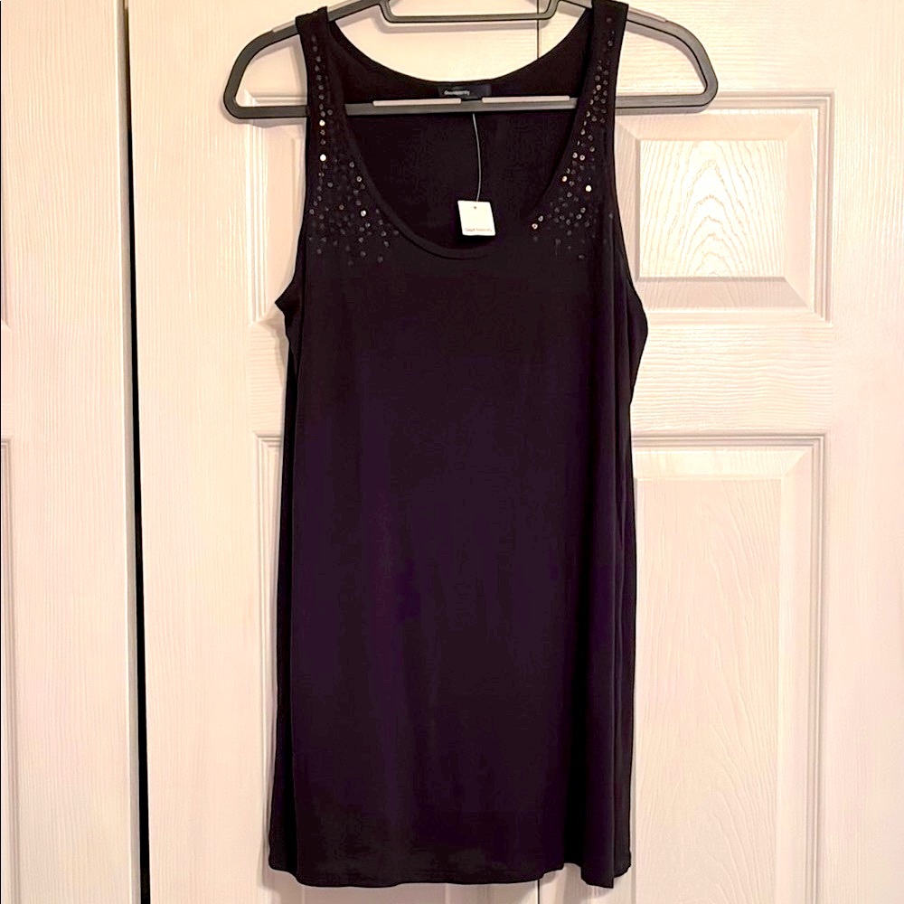 GAP Black Sequined Scoop Neck Tank Top for Night Out